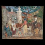 Giovanni Leonardi (1876-1957) - Scena di Villaggio con
