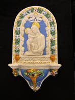 Wijwatervat - 1950-1960 - Madonna met Kind - Della Robbia, Antiek en Kunst