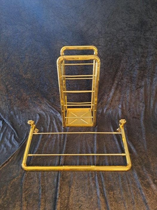 Kleerkast - Vintage paraplustandaard en hoedenrek - Messing, Antiquités & Art, Art | Objets design