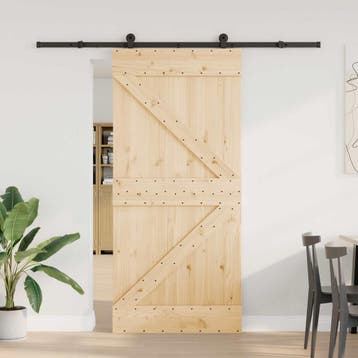 vidaXL Schuifdeur NARVIK Naturel en Zwart 95 x 210 cm (213,5, Doe-het-zelf en Bouw, Deuren en Vliegenramen, Verzenden, Nieuw