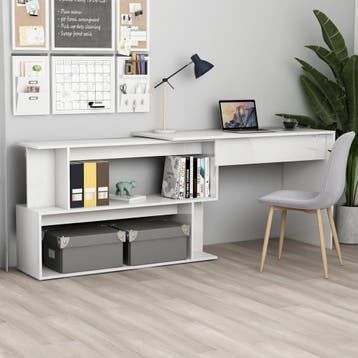 vidaXL Hoekbureau 200x50x76 cm bewerkt hout hoogglans wit, Verzenden, Nieuw