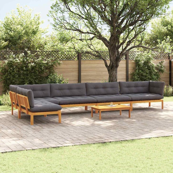 vidaXL 6 Stuk Tuinpallet Sofa Eenheden Massief Acacia Hout, Tuin en Terras, Tuinsets en Loungesets, Nieuw, Verzenden