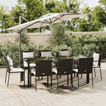 vidaXL 9-delige Tuinset poly rattan zwart, Verzenden, Tuinset