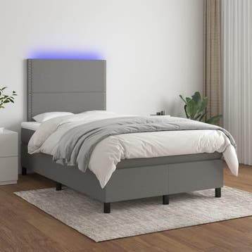 vidaXL Boxspring met matras en LED stof donkergrijs 120x200, Verzenden, Nieuw