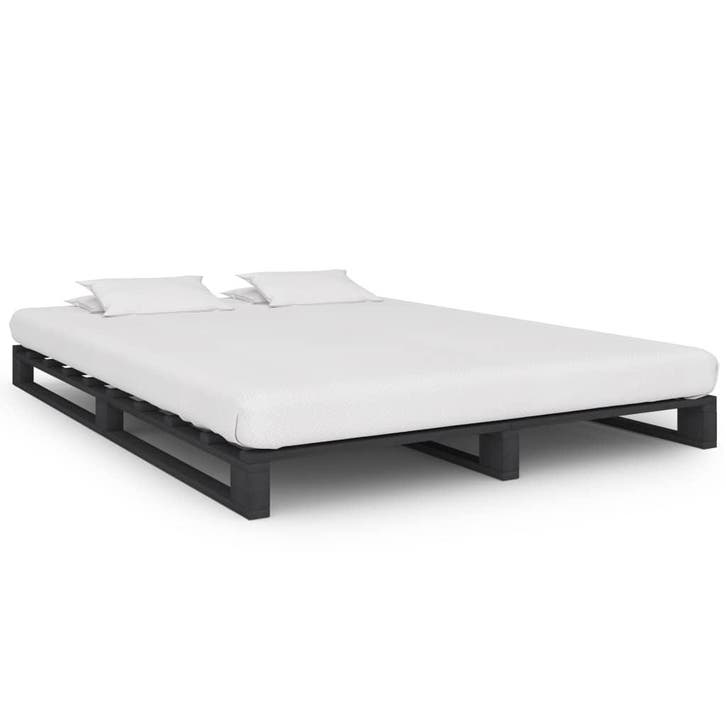 vidaXL Bedframe pallet massief grenenhout grijs 140x200 cm, Huis en Inrichting, Slaapkamer | Bedden, Nieuw, Verzenden