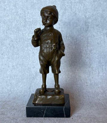 Beeld, “The Smoker” - 21 cm - Brons, Marmer