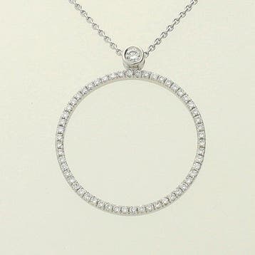 Collier avec pendentif - 18 carats Or blanc Diamant