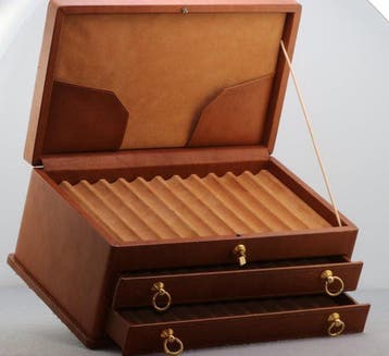 Kist - Leder - penhouders 36 stuks, Nieuw