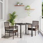 vidaXL Tuinstoel met kussen 2 pcs Bruin 55 x 53 x 85 cm poly, Verzenden