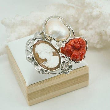 Koraal - Zilver - Ring - CORALLO MEDITERRANEO, Verzamelen, Nieuw