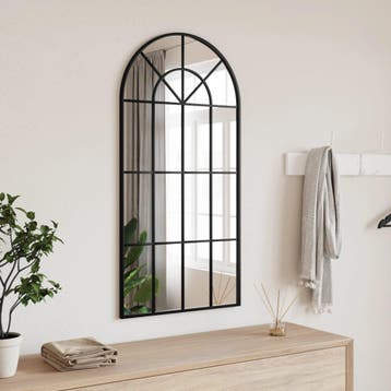 vidaXL Wandspiegel boog 50x100 cm ijzer zwart, Verzenden
