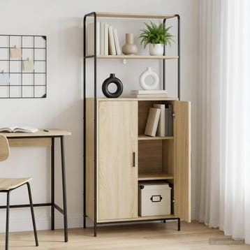 vidaXL Highboard Sonoma Eiken 40 x 33 x 161 cm Bewerkt hout, Huis en Inrichting, Verzenden, Nieuw