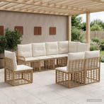 vidaXL Buiten bank set 8 pcs Natuurlijk en Crème Wit, Tuin en Terras, Verzenden, Nieuw