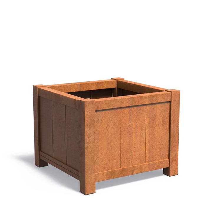 Cortenstaal plantenbak York 100x100x80cm - Met bodem, Tuin en Terras, Bloembakken en Plantenbakken, 60 cm of meer, 100 cm of meer