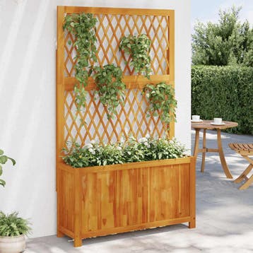 vidaXL Plantenbak met latwerk 100x32x165 cm massief, Verzenden, Nieuw