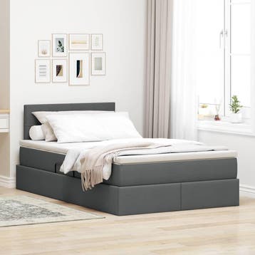vidaXL LED opbergbed met matras Donkergrijs 120 x 200 cm, Verzenden