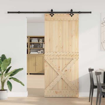 vidaXL Schuifdeur NARVIK Naturel en Zwart 95 x 210 cm (213,5, Verzenden, Nieuw