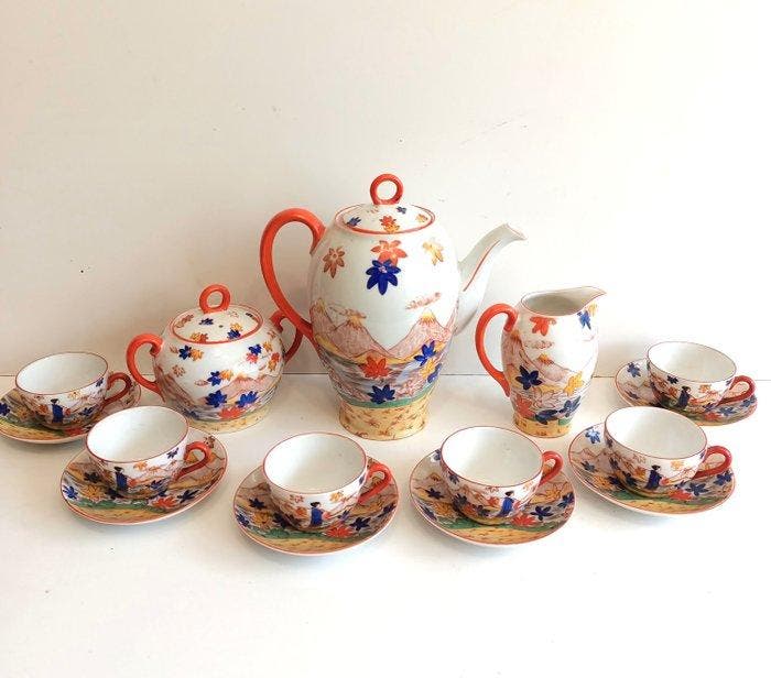 Koffieservies voor 6 (15) - Porselein - Japanse porseleinen, Antiek en Kunst, Antiek | Meubels | Tafels