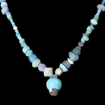 Oud-Romeins Lichtblauw glas Kralenketting (Zonder