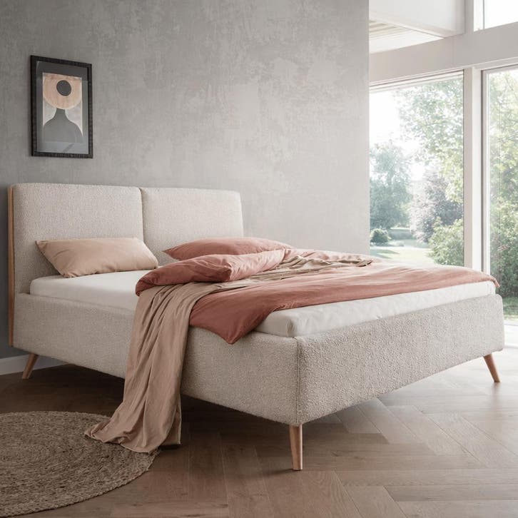 Forestales Lyon Gestoffeerd Bed met Eiken Hout - 160 x 200, Huis en Inrichting, Slaapkamer | Bedden