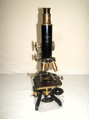 Microscope ancien avec étui - 1850-1900 - France - Nachet à, Antiek en Kunst