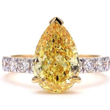 Ring - 18 karaat Geel goud - 5.46ct. tw. Geel Diamant (Fancy, Nieuw