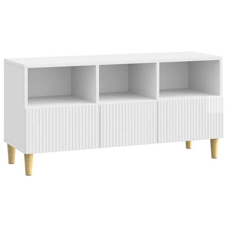 vidaXL TV Kast met lade Hoogglans Wit 102 x 34,5 x 50 cm, Maison & Meubles, Armoires | Mobilier de télévision, Envoi