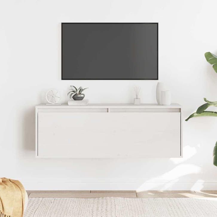 vidaXL Wandkast 100x30x35 cm massief grenenhout wit, Huis en Inrichting, Kasten | Wandmeubels, Nieuw, Verzenden