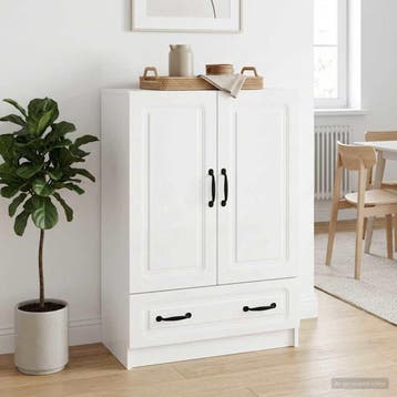 vidaXL Dressoir met lade Hoogglans Wit 66 x 34,5 x 92 cm, Huis en Inrichting, Verzenden, Nieuw