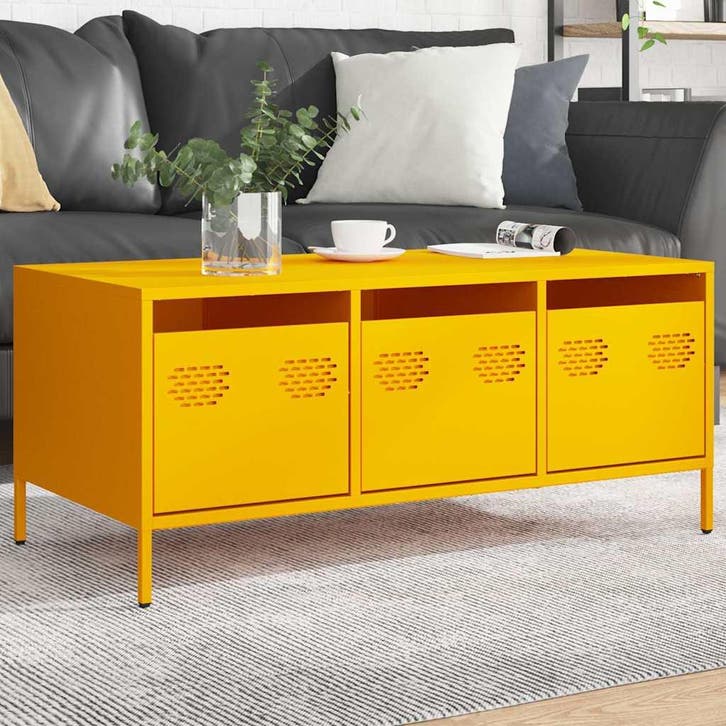 vidaXL Salontafel 101,5x50x43,5 cm koudgewalst staal, Huis en Inrichting, Tafels | Salontafels, Nieuw, Verzenden