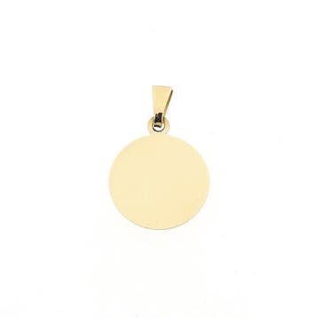 Gouden hanger; Rond graveerplaatje (Hanger of bedel), Handtassen en Accessoires, Bedels, Ophalen of Verzenden, Gebruikt, Goud