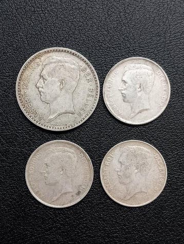 Belgique. Albert Ier. 1, 20 Francs 1911 /1934, Lot van 4, Postzegels en Munten