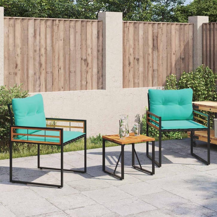 vidaXL Buitenmeubels set met kussen 3 pcs Turquoise, Tuin en Terras, Tuinsets en Loungesets, Nieuw, Verzenden