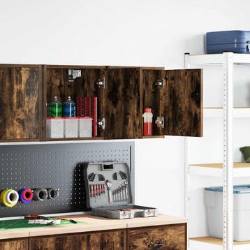 vidaXL Garagewandkasten 2 st Spaanplaat gerookt eikenhout, Verzenden