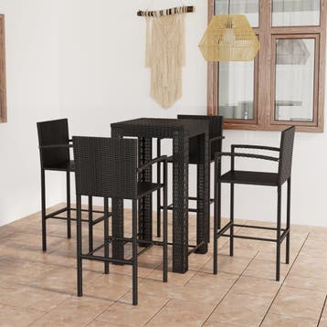 vidaXL 5-delige Tuinbarset met armleuningen poly rattan, Verzenden, Nieuw