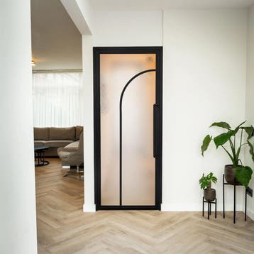 Stalen Binnendeur - 2 Vlaks rond - Kathedraalglas, Minder dan 80 cm, Binnendeur, Nieuw, Metaal