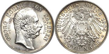 2 Mark Sachsen Georg 1902-1904, Postzegels en Munten, Verzenden, België