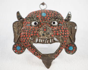 masque protecteur bouddhiste (Dharmapala) - métal - Népal -