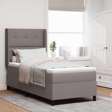 vidaXL Boxspring bed met kussen met hoofdeinde Taupe 200 x, Verzenden, Nieuw