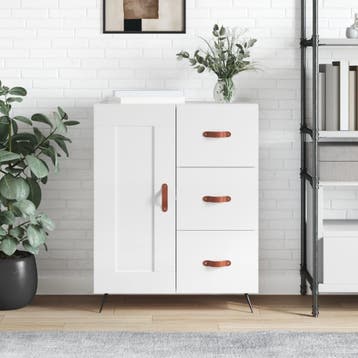 vidaXL Dressoir 69,5x34x90 cm bewerkt hout hoogglans wit, Verzenden