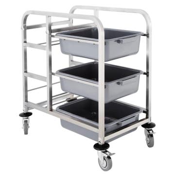 Afruimwagen | RVS | 3 Niveaus (Afruimbakken) + 2 Niveaus, Verzenden