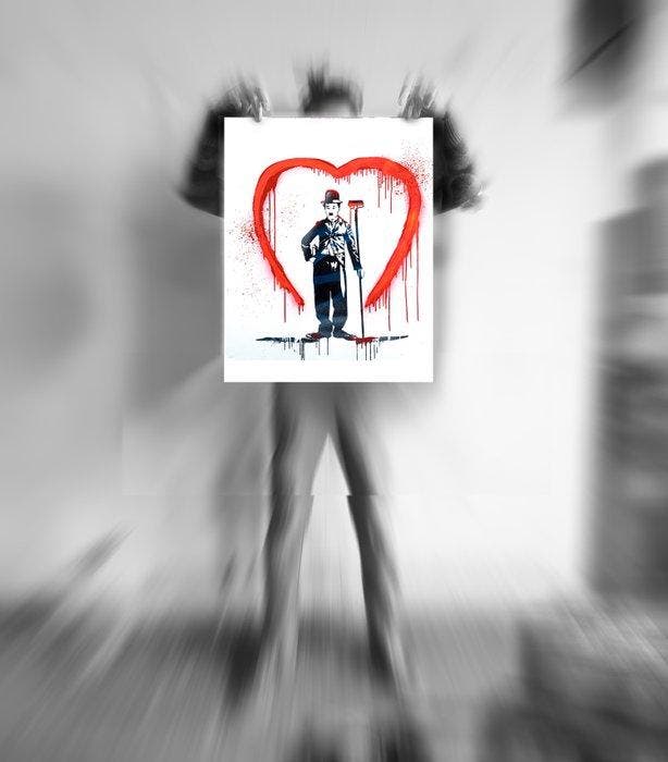 Utopia - Charlie Chaplin -Vandal Love Paint - No Reserve, Antiek en Kunst, Kunst | Designobjecten