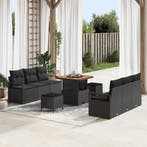 vidaXL Tuinbank Set met opslag 9 pcs Zwart Poly rattan, Verzenden, Nieuw