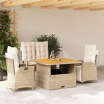 vidaXL 4-delige Tuinset met kussens poly rattan beige, Verzenden, Nieuw, Tuinset
