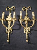 Wandkandelaar (2) - Verguld brons - Appliques Bronzo