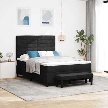 vidaXL Boxspring bed met hoofdeinde Zwart 160 x 200 cm Stof, Verzenden
