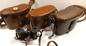Zeiss historische Ferngläser aus ca 1910, im Köcher, Analoge