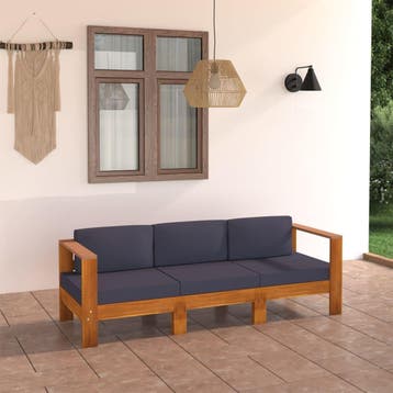 vidaXL Tuinbank 3-zits met donkergrijze kussens acaciahout, Tuin en Terras, Tuinsets en Loungesets, Verzenden, Nieuw