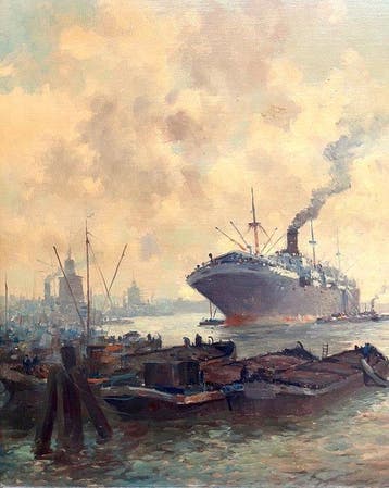Henri Joseph Pauwels (1903-1983) - Antwerps Havenzicht, Antiek en Kunst, Kunst | Schilderijen | Klassiek
