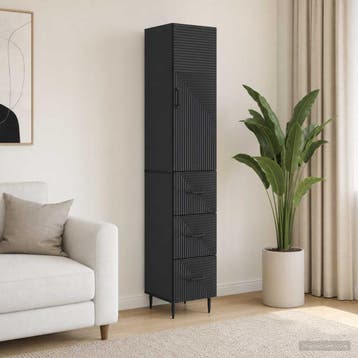 vidaXL Kast Set 2 st 33 x 34,5 x 90 cm Bewerkt hout Zwart, Verzenden, Nieuw